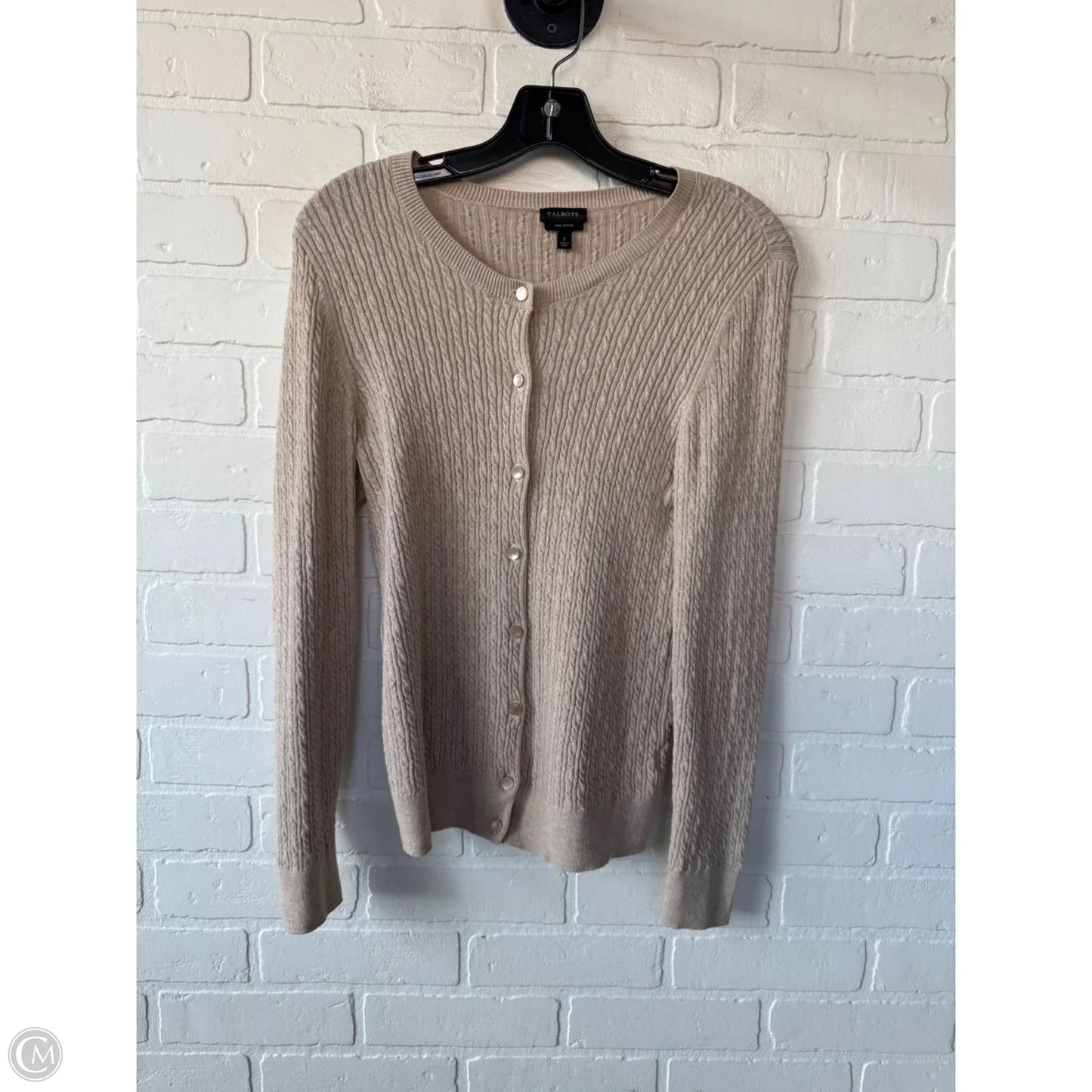 Sweater Cardigan By Talbots In Tan, Size: S