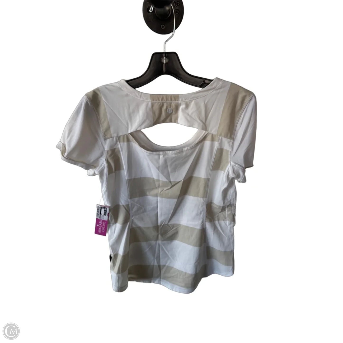 Athletic Top Short Sleeve By Lululemon In Tan & White, Size: M