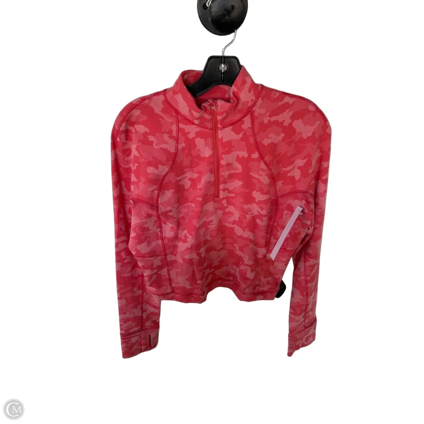 Athletic Top Long Sleeve Collar By Lululemon In Pink & White, Size: L