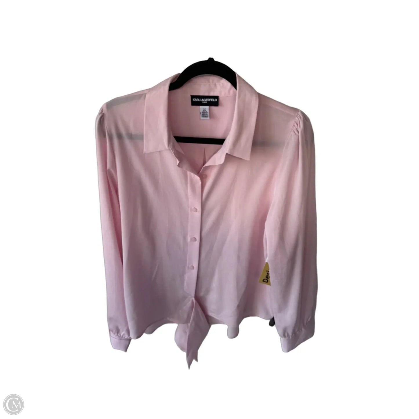 Top Long Sleeve Designer By Karl Lagerfeld In Pink, Size: L