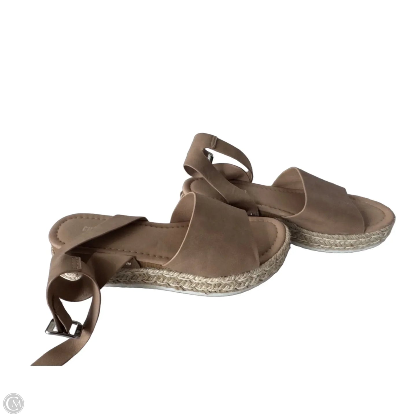 Sandals Heels Wedge By Cushionaire In Tan, Size: 8.5