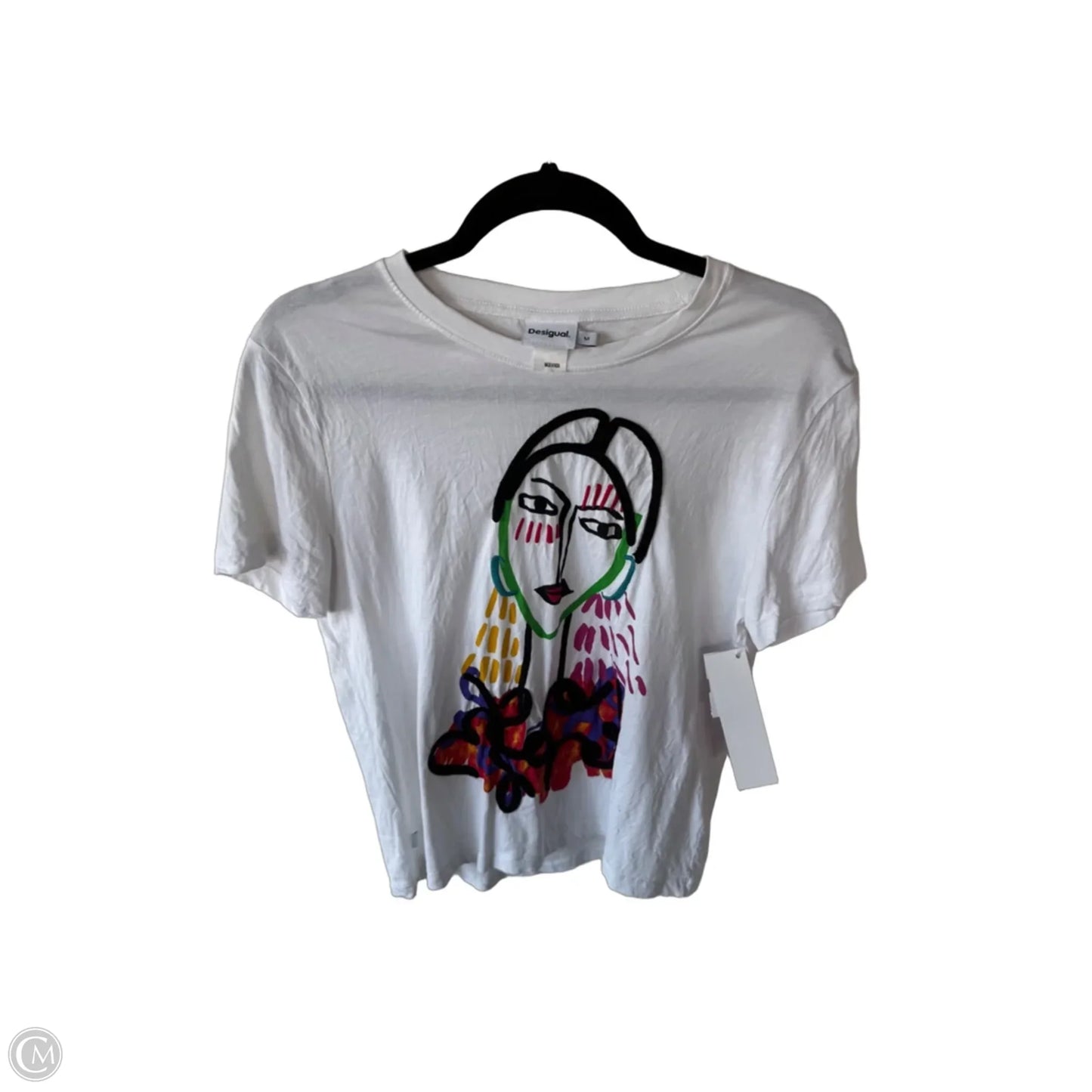 Top Short Sleeve By Desigual In White, Size: M