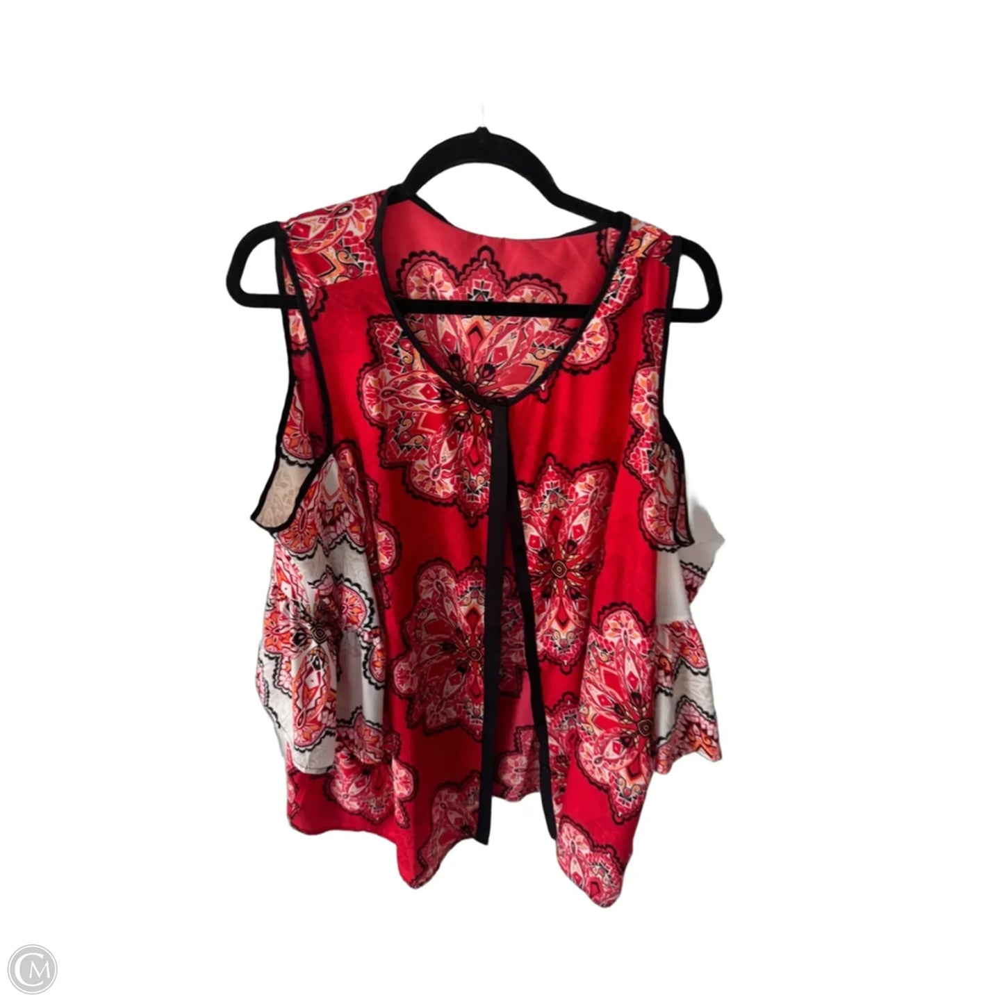 Top 3/4 Sleeve By Chicos In Red & White, Size: Xxl