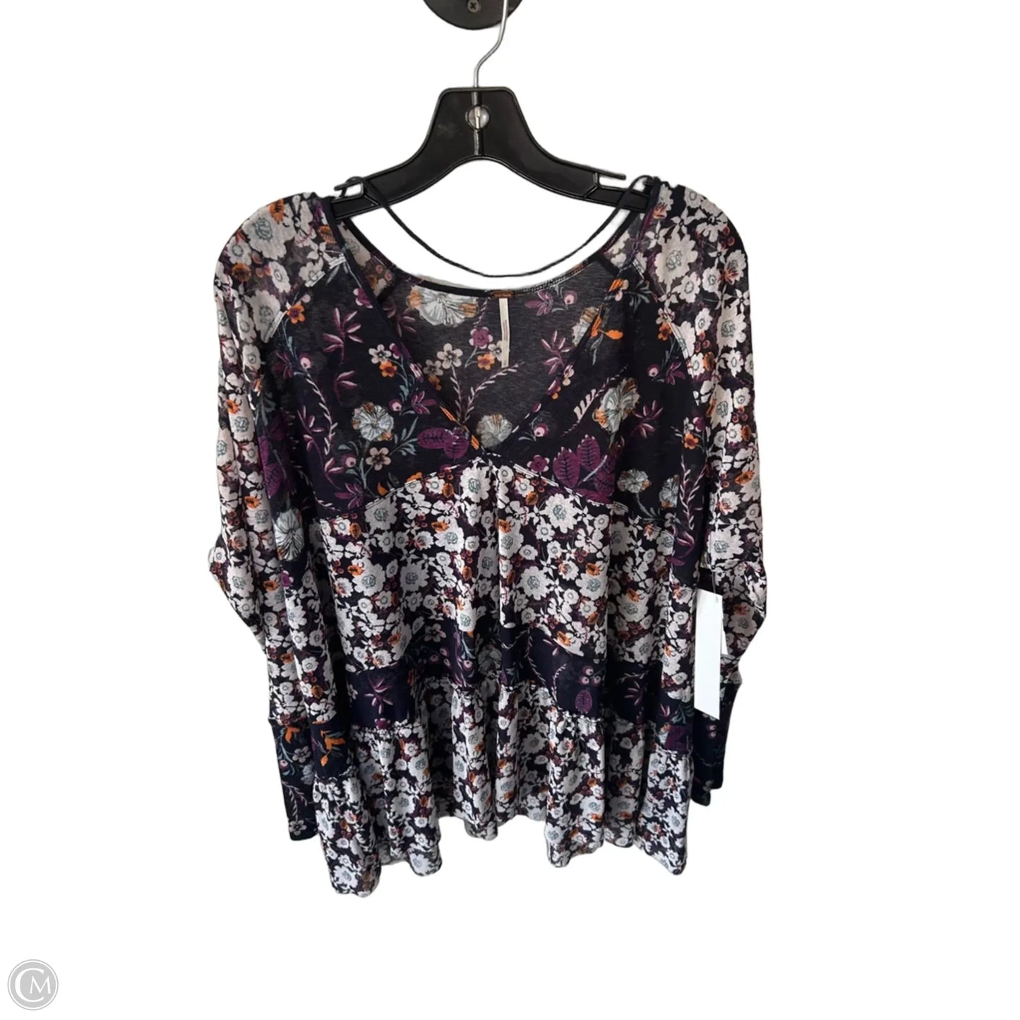 Top Long Sleeve By Free People In Purple & White, Size: S