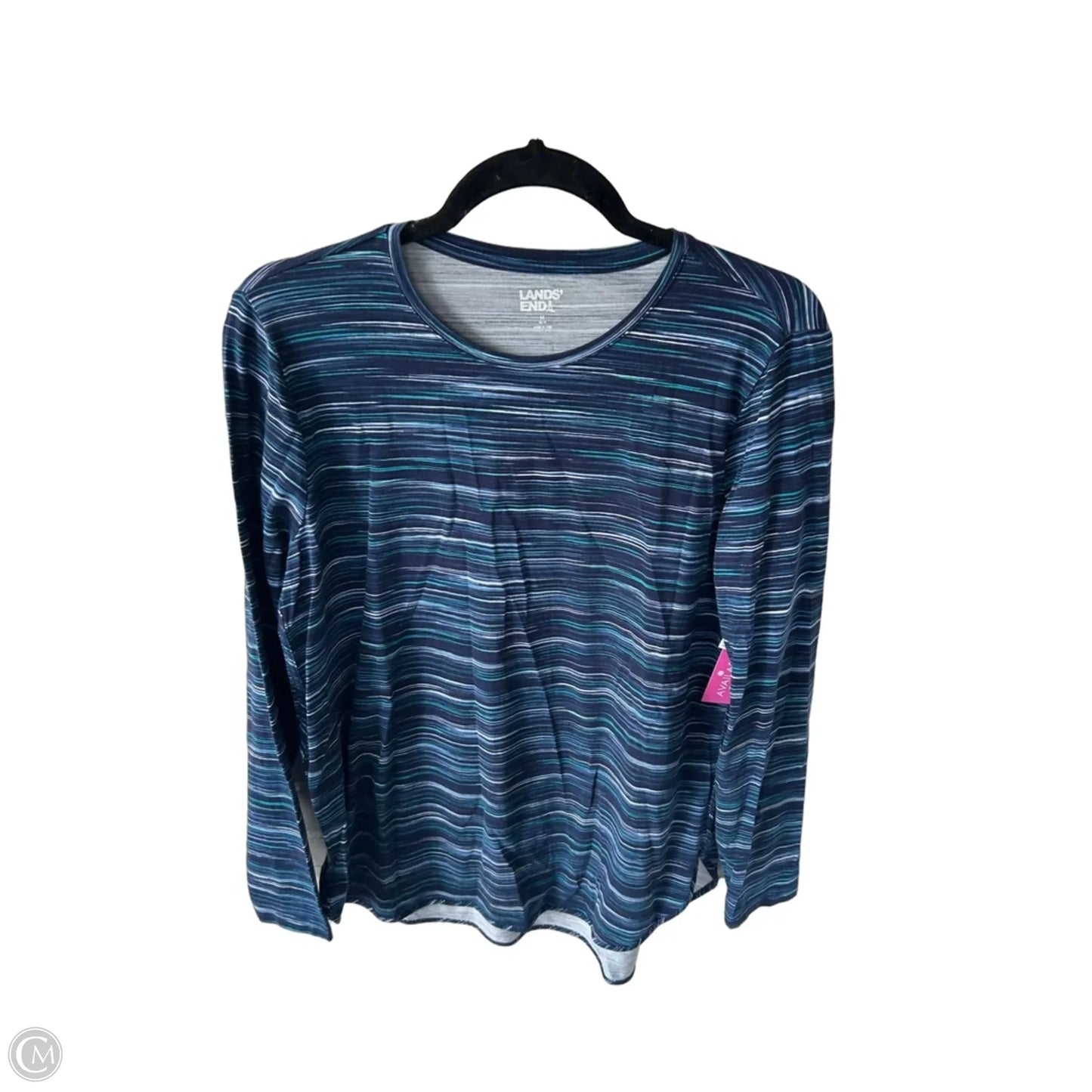 Top Long Sleeve Basic By Lands End In Blue & White, Size: M