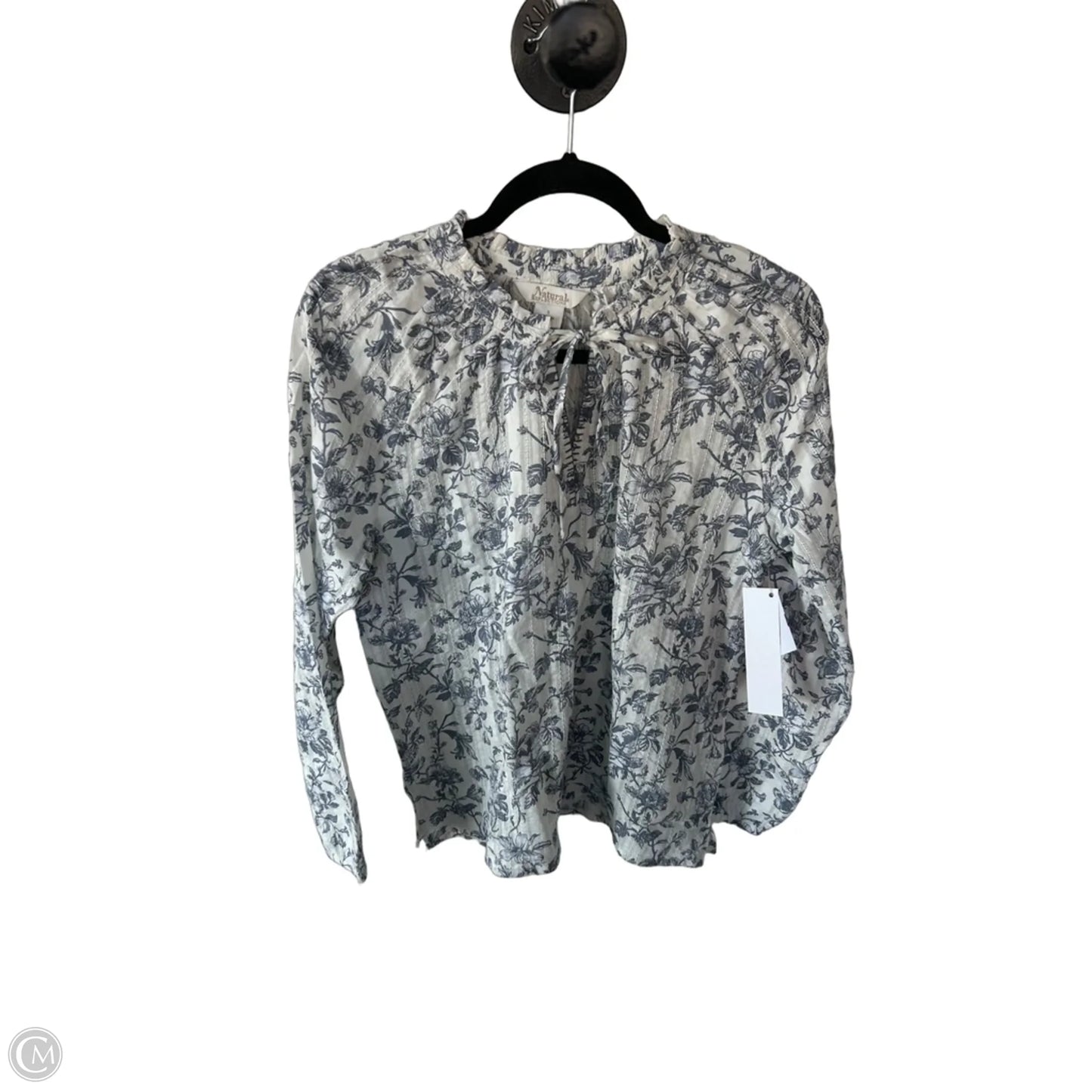 Top Long Sleeve By Natural Reflections In Blue & White, Size: S
