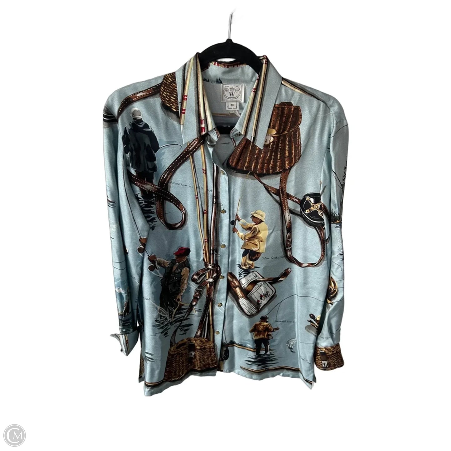 Top Long Sleeve By Clothes Mentor In Blue & Brown, Size: M