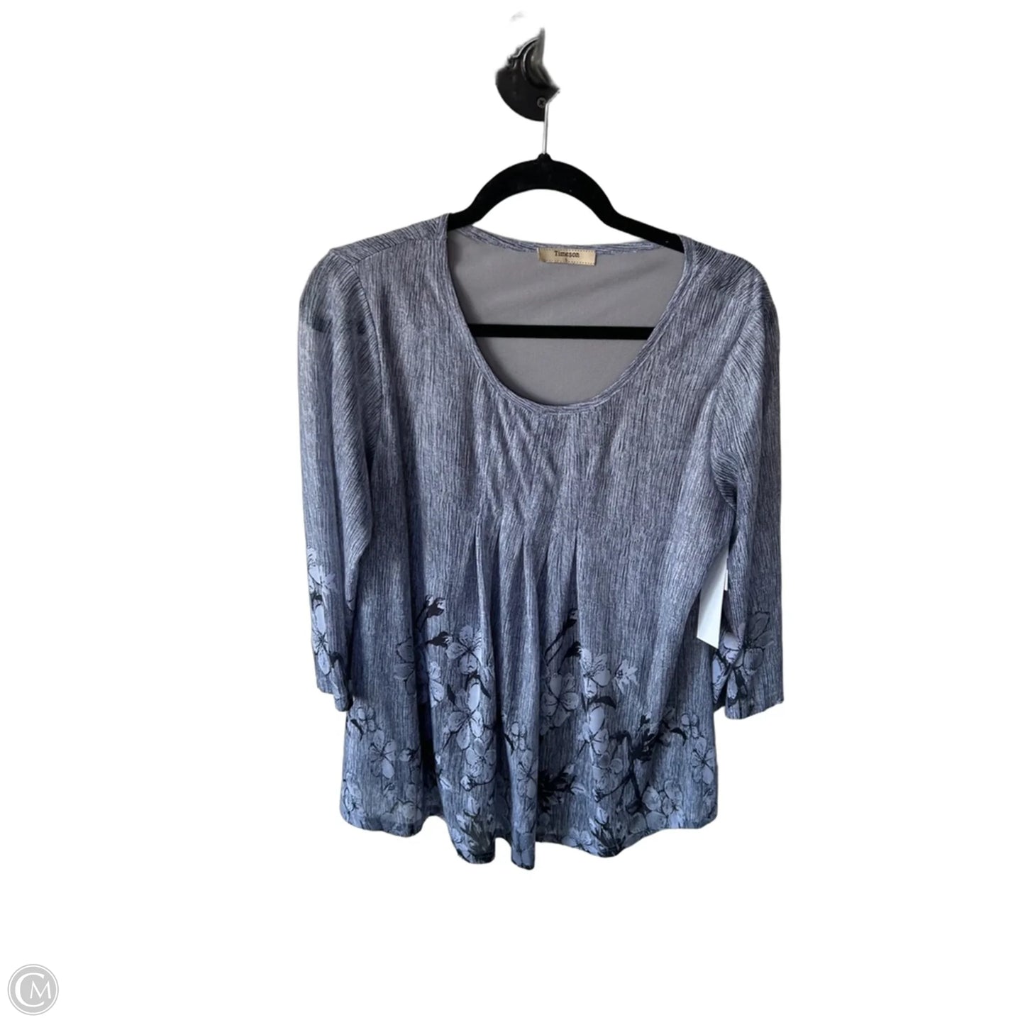 Top Long Sleeve By Timeson In Grey, Size: L