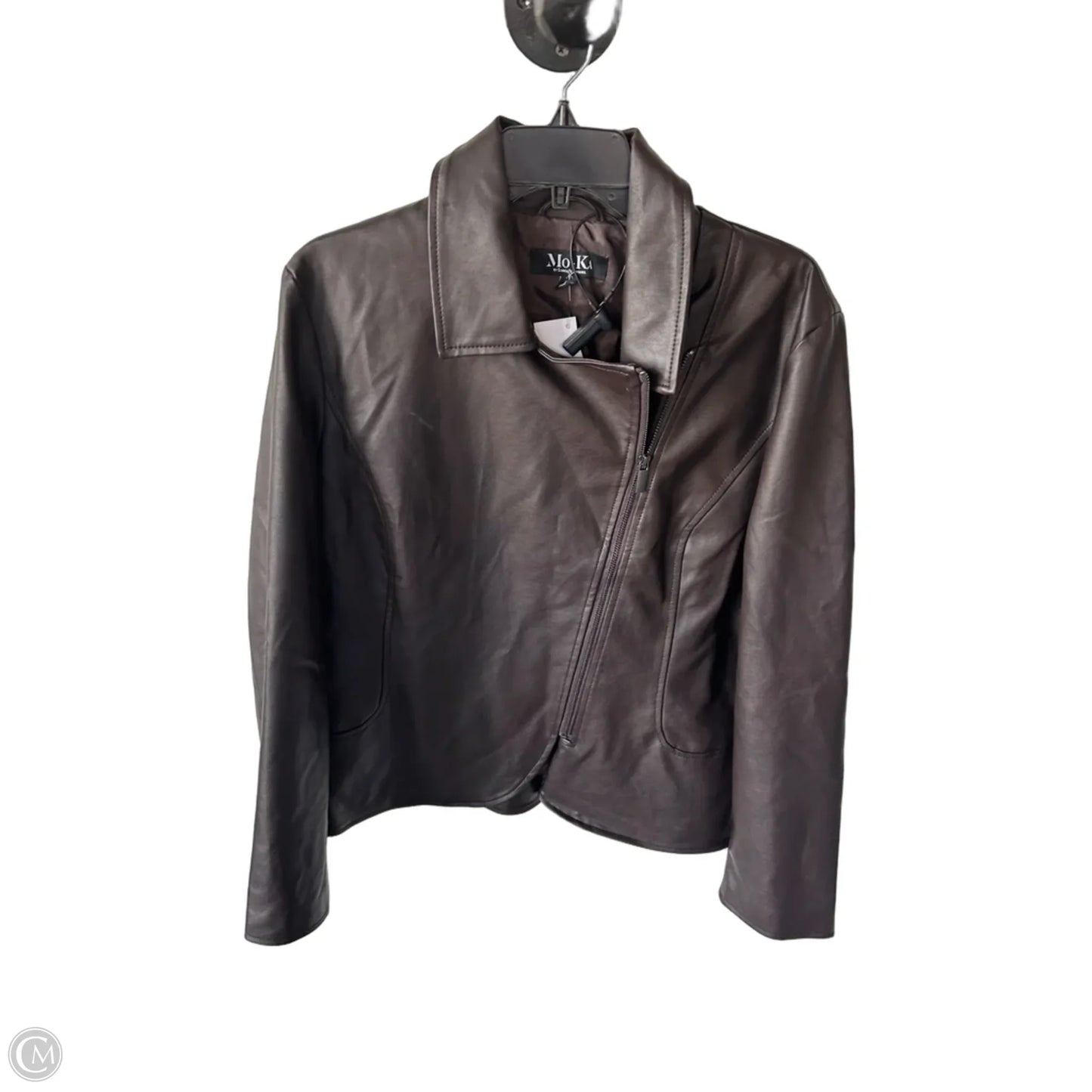 Jacket Moto By Clothes Mentor In Brown, Size: Xl