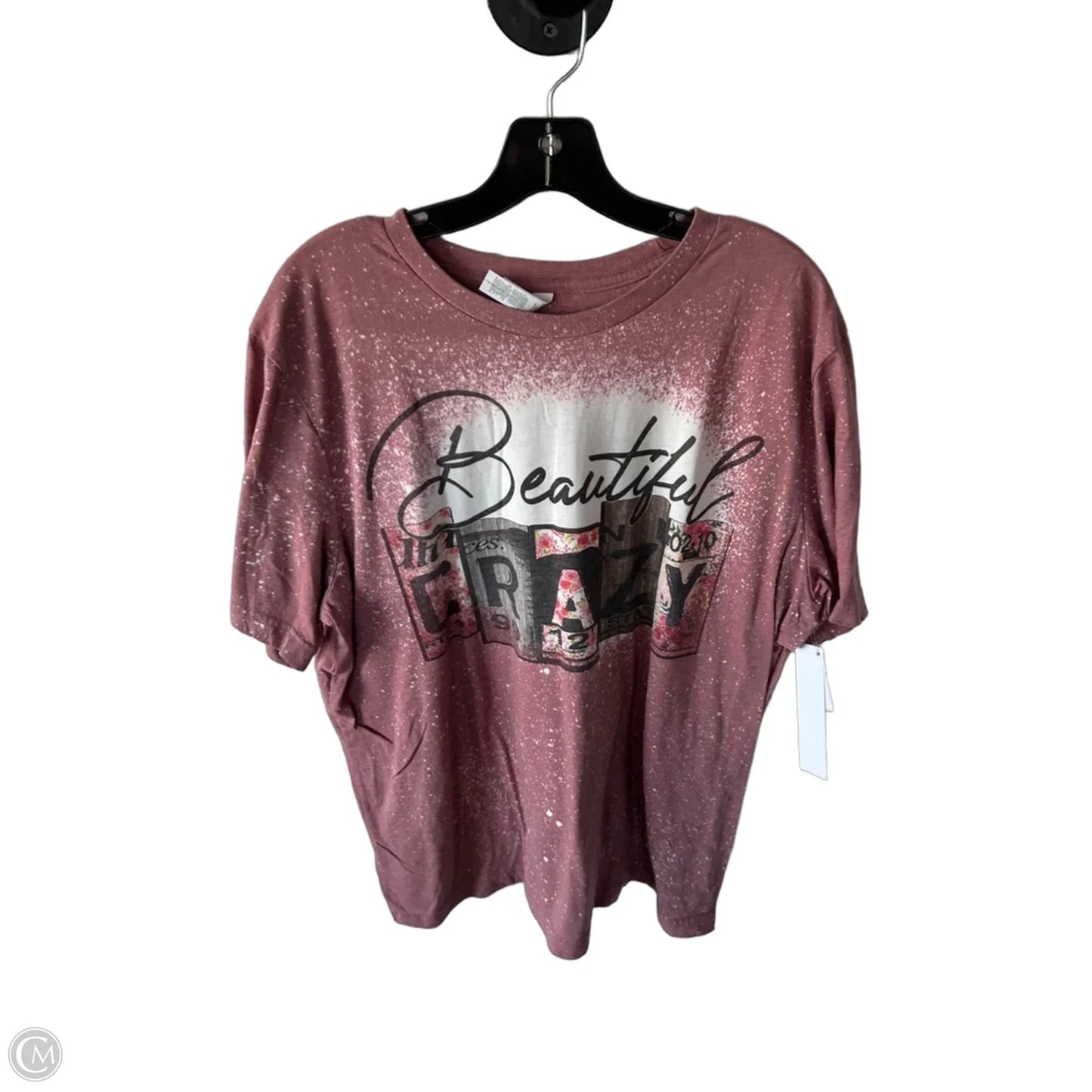Top Short Sleeve Basic By Canvas In Pink & White, Size: 2x
