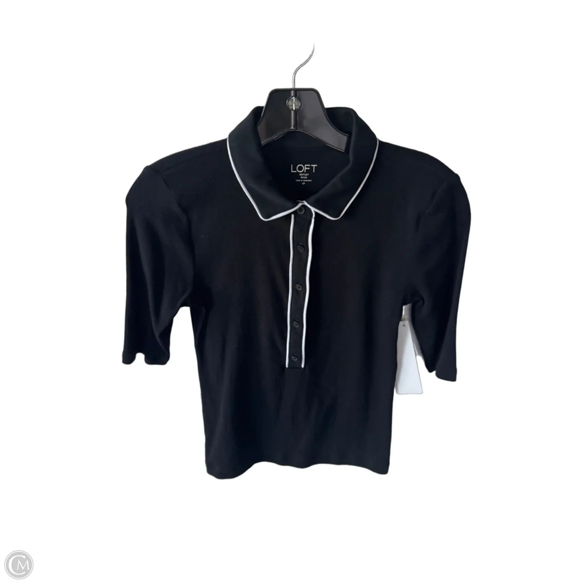 Top Short Sleeve By Loft In Black & White, Size: Sp