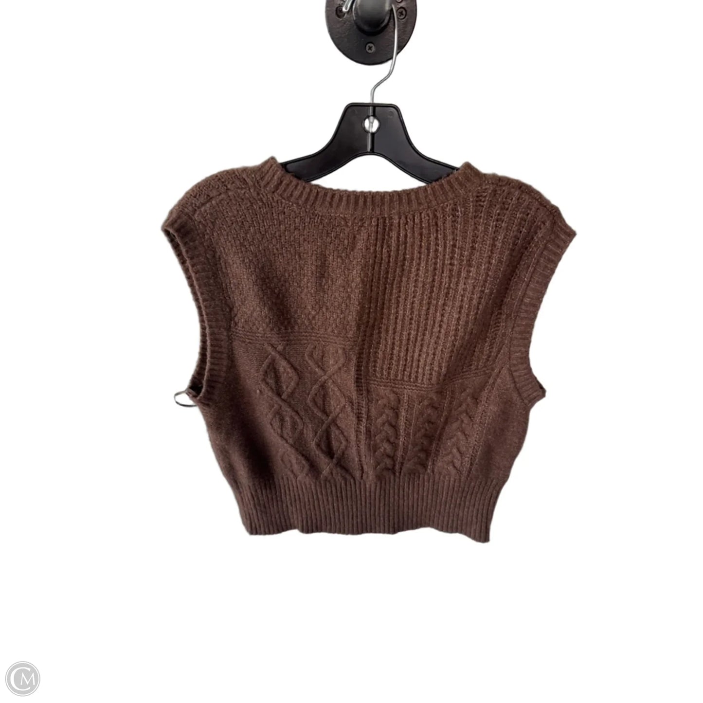 Vest Sweater By Pink Rose In Brown, Size: L