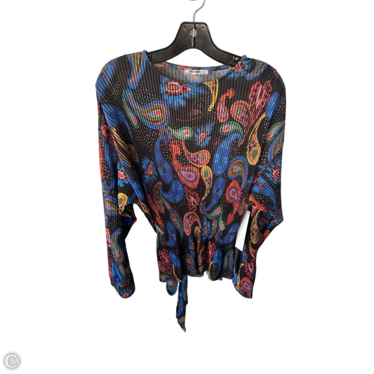 Top Long Sleeve By Zara In Black & Blue, Size: S