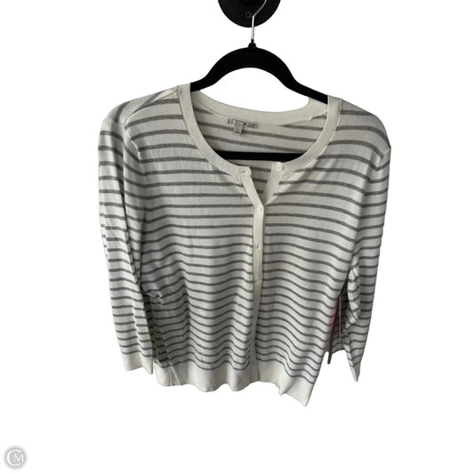 Sweater Cardigan By Halogen In Grey & White, Size: Xl