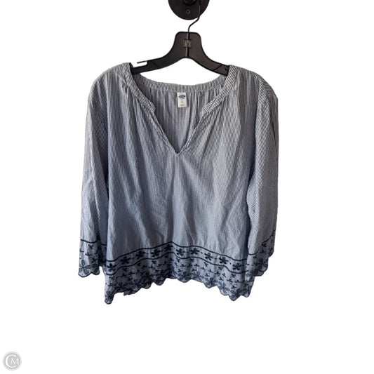 Top 3/4 Sleeve By Old Navy In Blue & White, Size: Xl