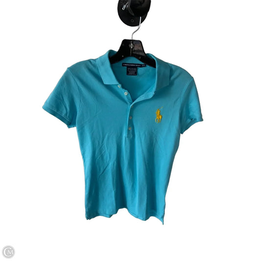 Top Short Sleeve By Ralph Lauren Blue Label In Blue & Yellow, Size: M