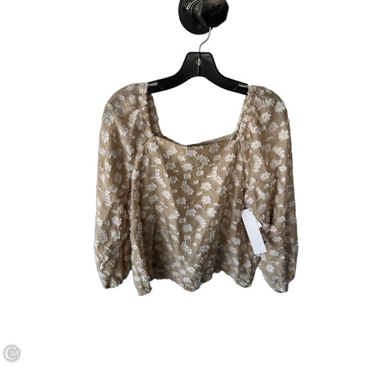 Top Long Sleeve By Ann Taylor In Tan & White, Size: S