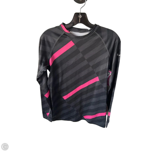 Athletic Top Long Sleeve Crewneck By Nike In Black & Grey, Size: L