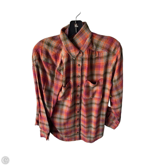 Top Long Sleeve By Pilcro In Green & Orange, Size: S