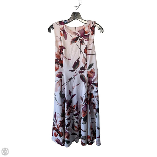 Dress Party Midi By Calvin Klein In Cream & Purple, Size: M