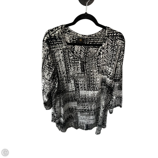 Top 3/4 Sleeve By Jm Collections In Black & White, Size: 3x