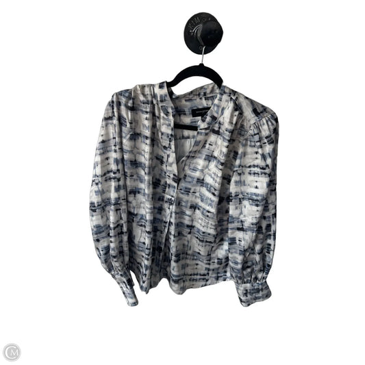 Top Long Sleeve By Banana Republic In Blue & Grey, Size: M