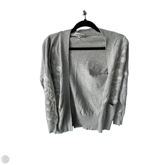 Sweater Cardigan Designer By Neiman Marcus In Grey & White, Size: S
