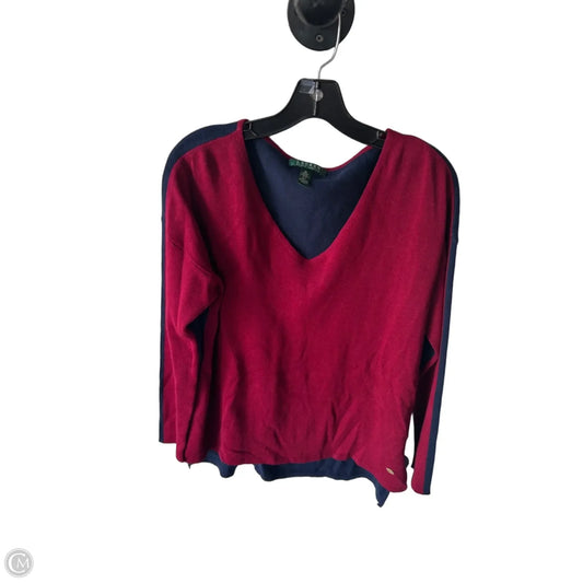 Sweater By Lauren By Ralph Lauren In Blue & Red, Size: Xl
