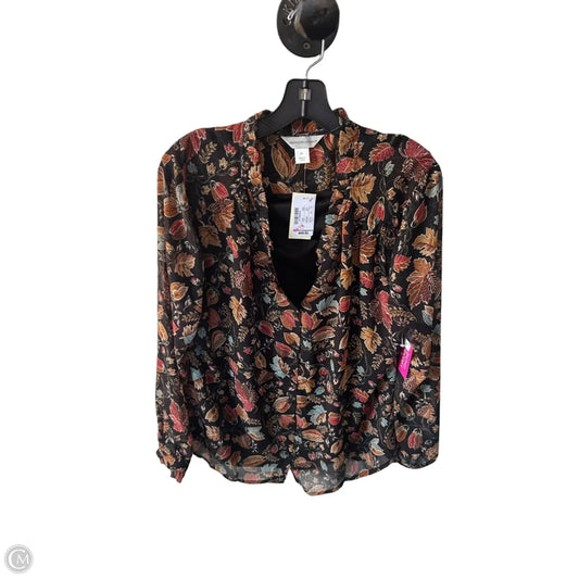 Blouse Long Sleeve By Christopher And Banks In Black & Brown, Size: Xl