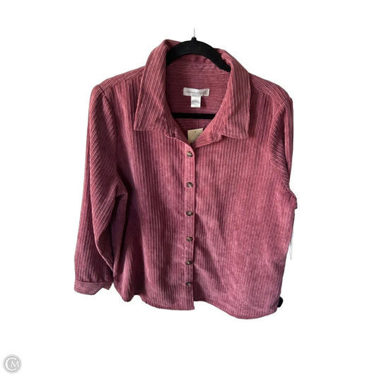 Jacket Shirt By Christopher And Banks In Pink, Size: L