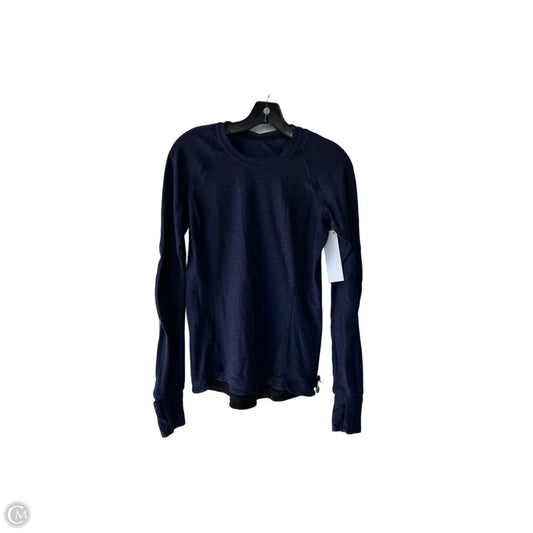Athletic Top Long Sleeve Crewneck By Lululemon In Black & Blue, Size: S