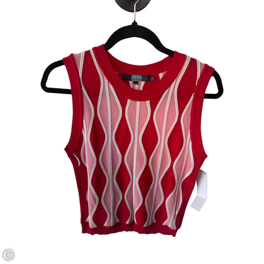 Vest Sweater By Eva Franco In Pink & Red, Size: L