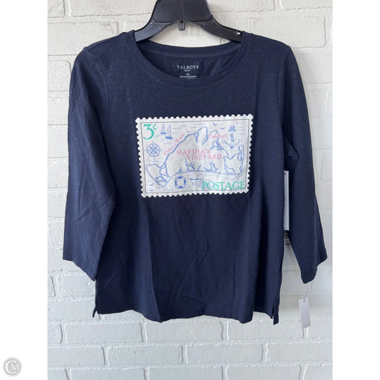 Top 3/4 Sleeve Basic By Talbots In Navy, Size: Mp