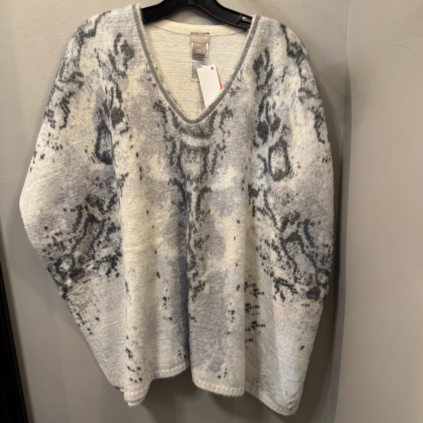 Sweater By Chicos In Cream & Grey, Size: S