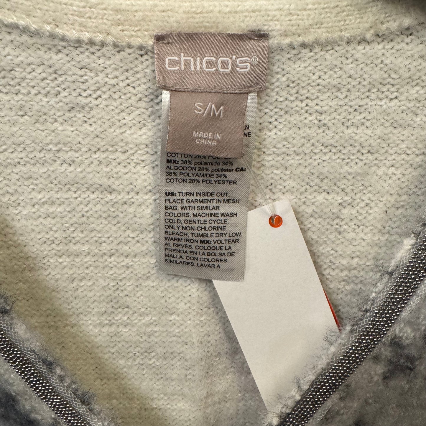 Sweater By Chicos In Cream & Grey, Size: S