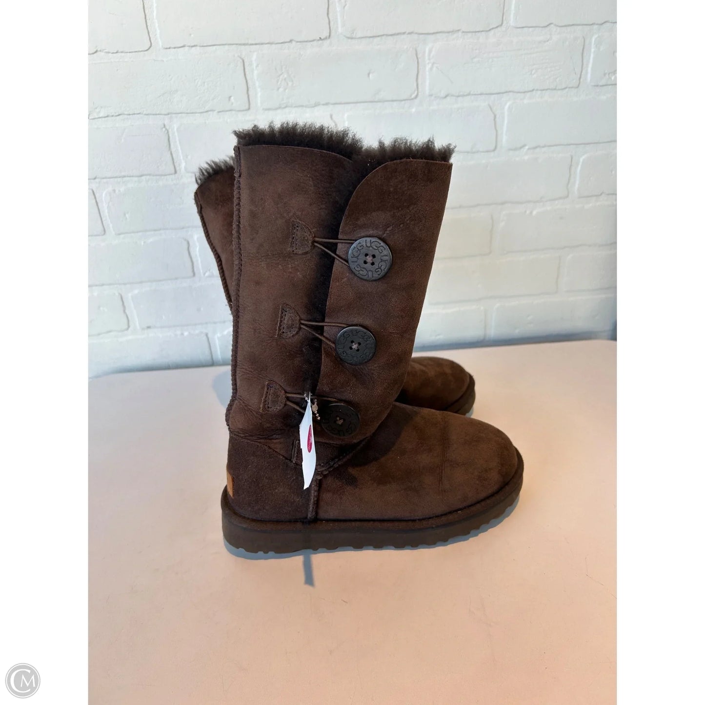 Boots Designer By Ugg In Brown, Size: 5