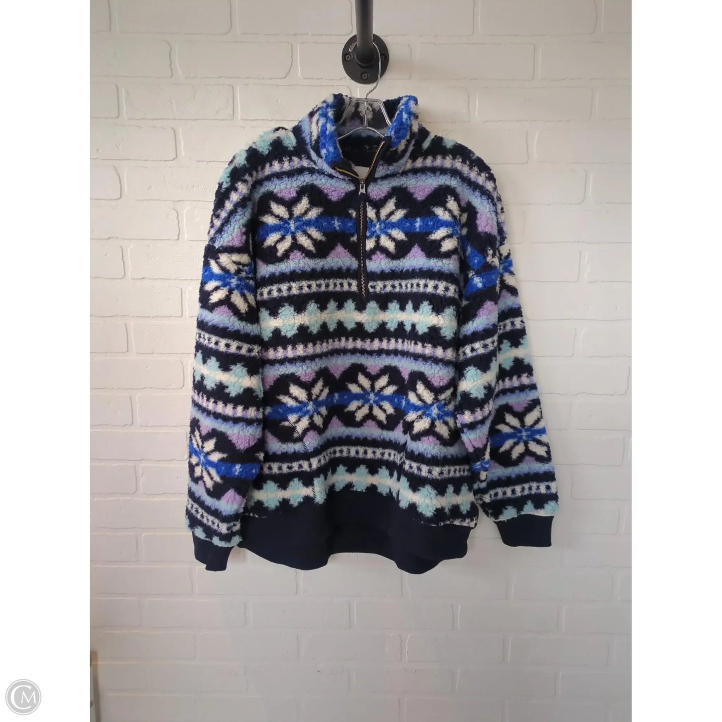 Jacket Fleece By Aerie In Blue & White, Size: M