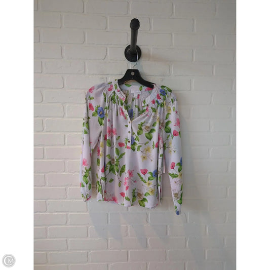 Top Long Sleeve By Charter Club In Green & White, Size: S