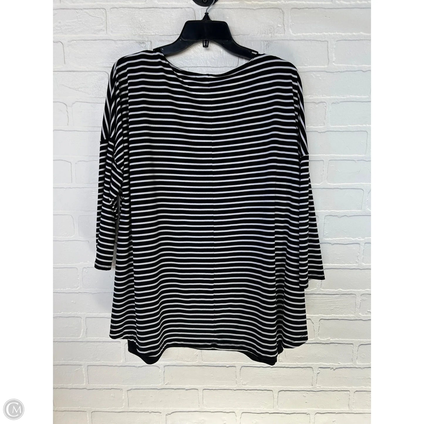 Top Long Sleeve By Chicos In Black & White, Size: L