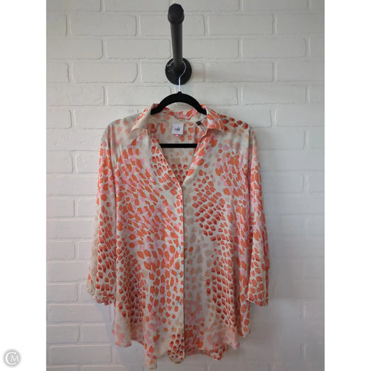 Top Long Sleeve By Cabi In Orange & Tan, Size: S