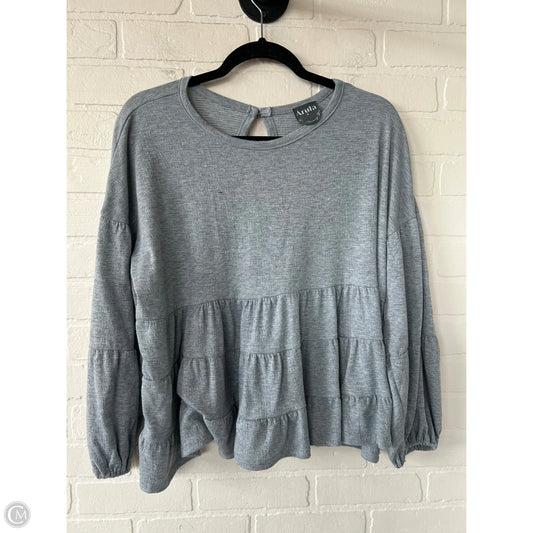 Top Long Sleeve By arula In Grey, Size: 1x