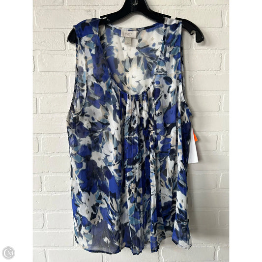 Top Sleeveless By Loft In Blue & White, Size: Xl