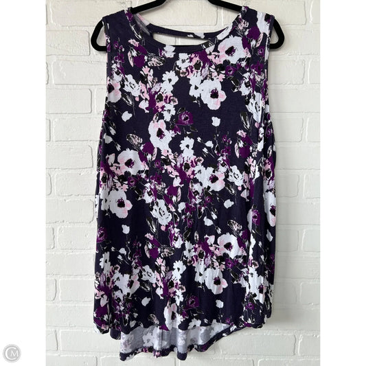 Top Sleeveless Basic By Lane Bryant In Purple & White, Size: 1x