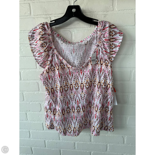 Top Short Sleeve By Loft In Brown & Pink, Size: M