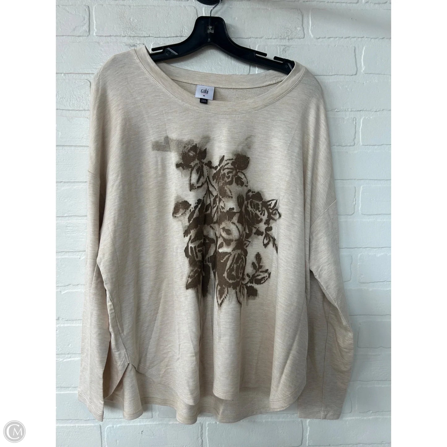 Top Long Sleeve By Cabi In Brown & Cream, Size: M