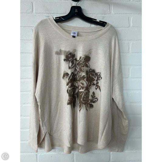 Top Long Sleeve By Cabi In Brown & Cream, Size: M