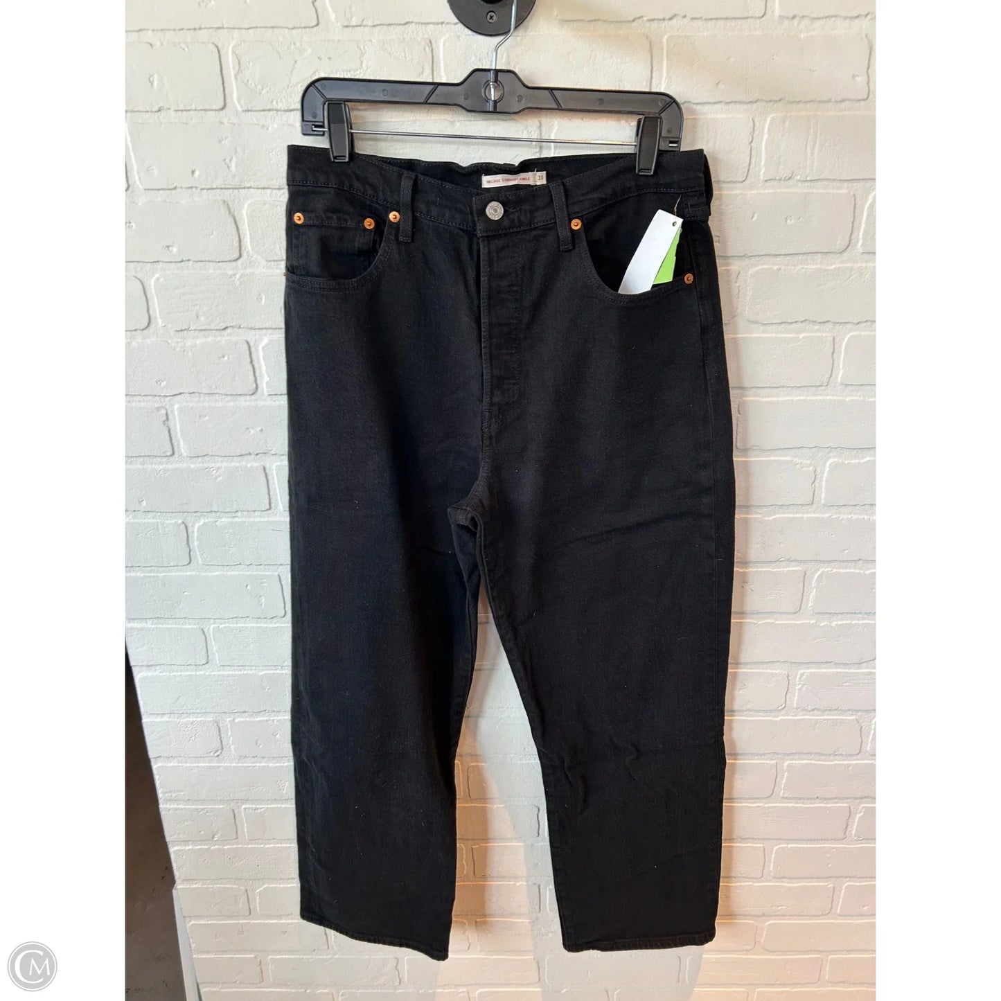 Jeans Straight By Levis In Black Denim, Size: 12