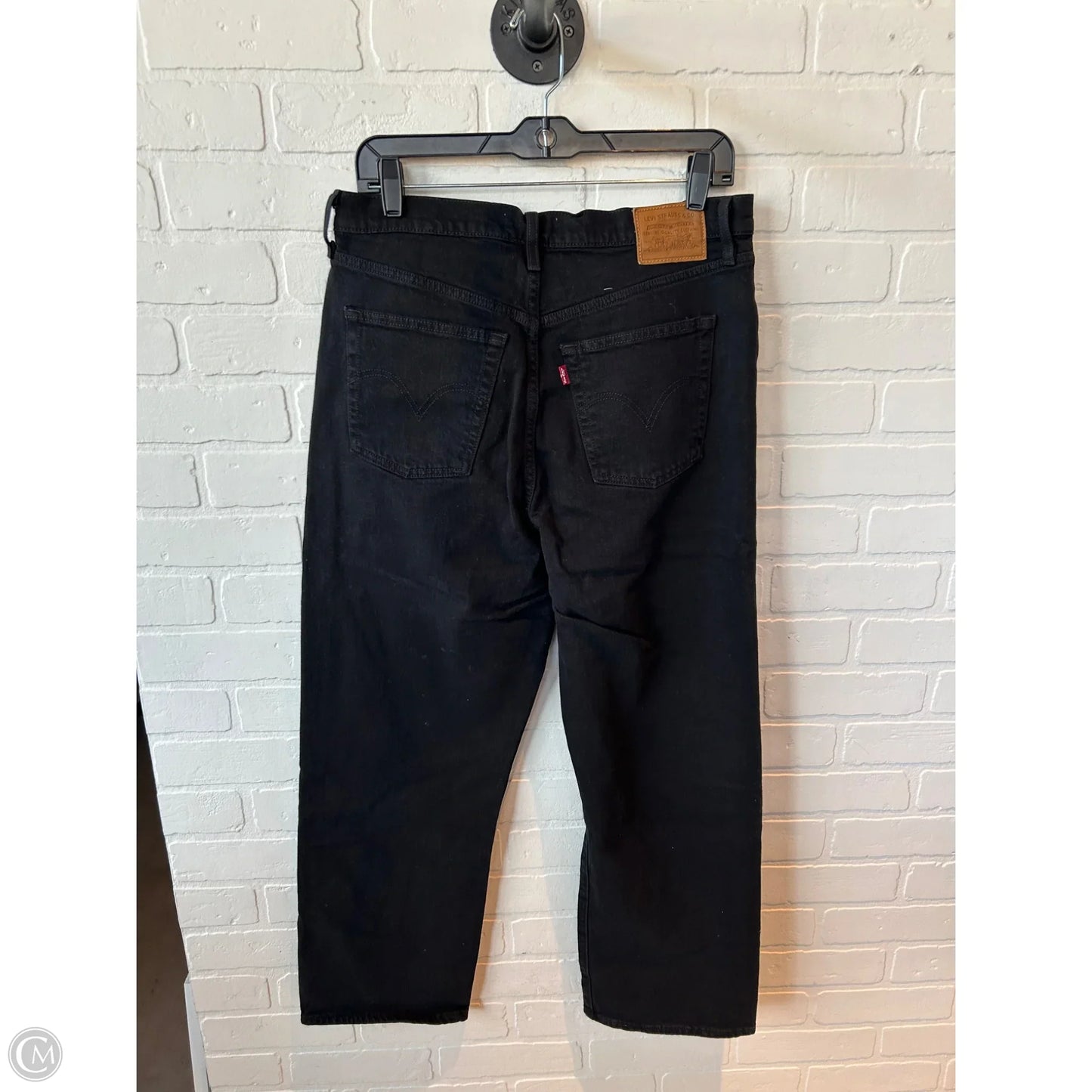 Jeans Straight By Levis In Black Denim, Size: 12