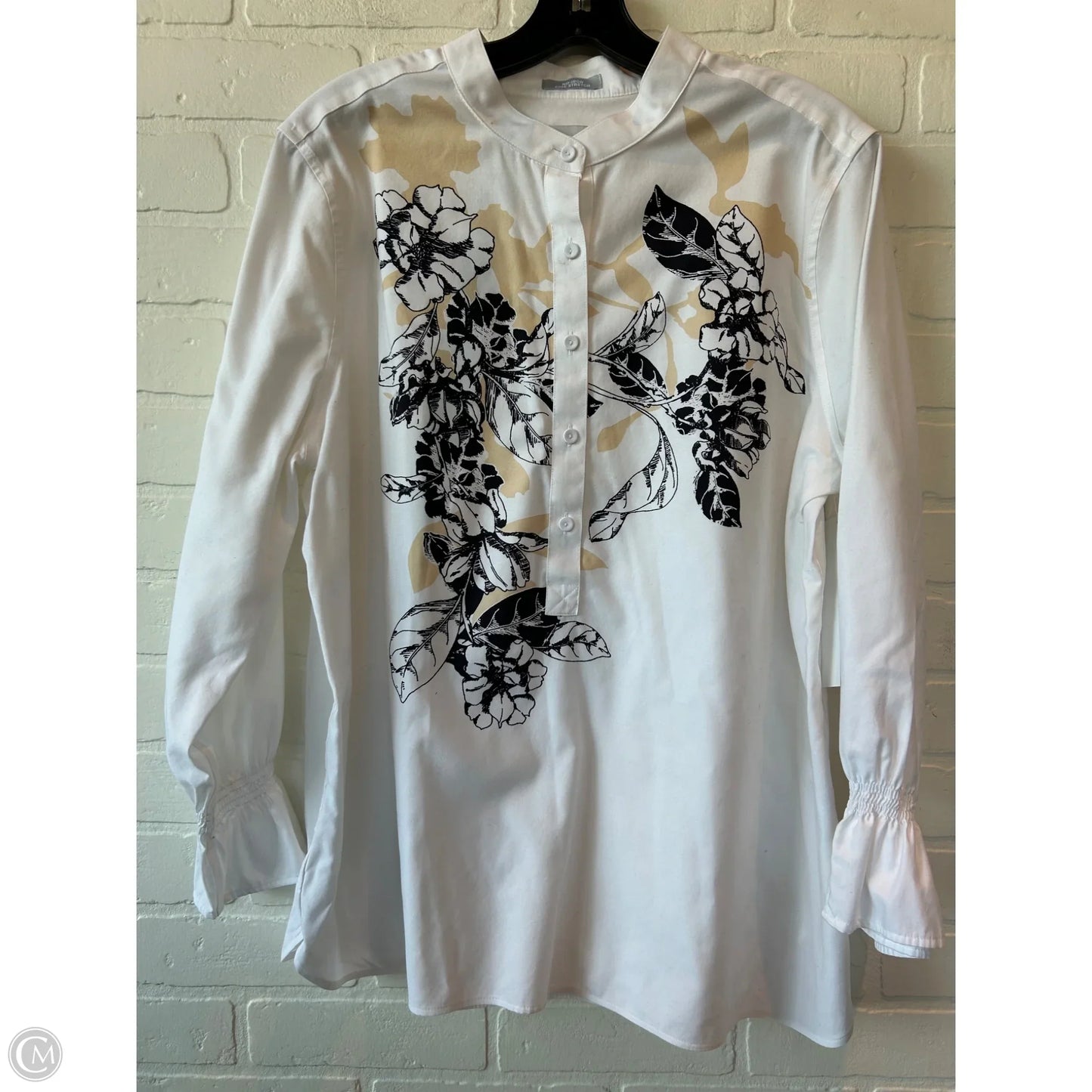 Top Long Sleeve By Chicos In Black & White, Size: L