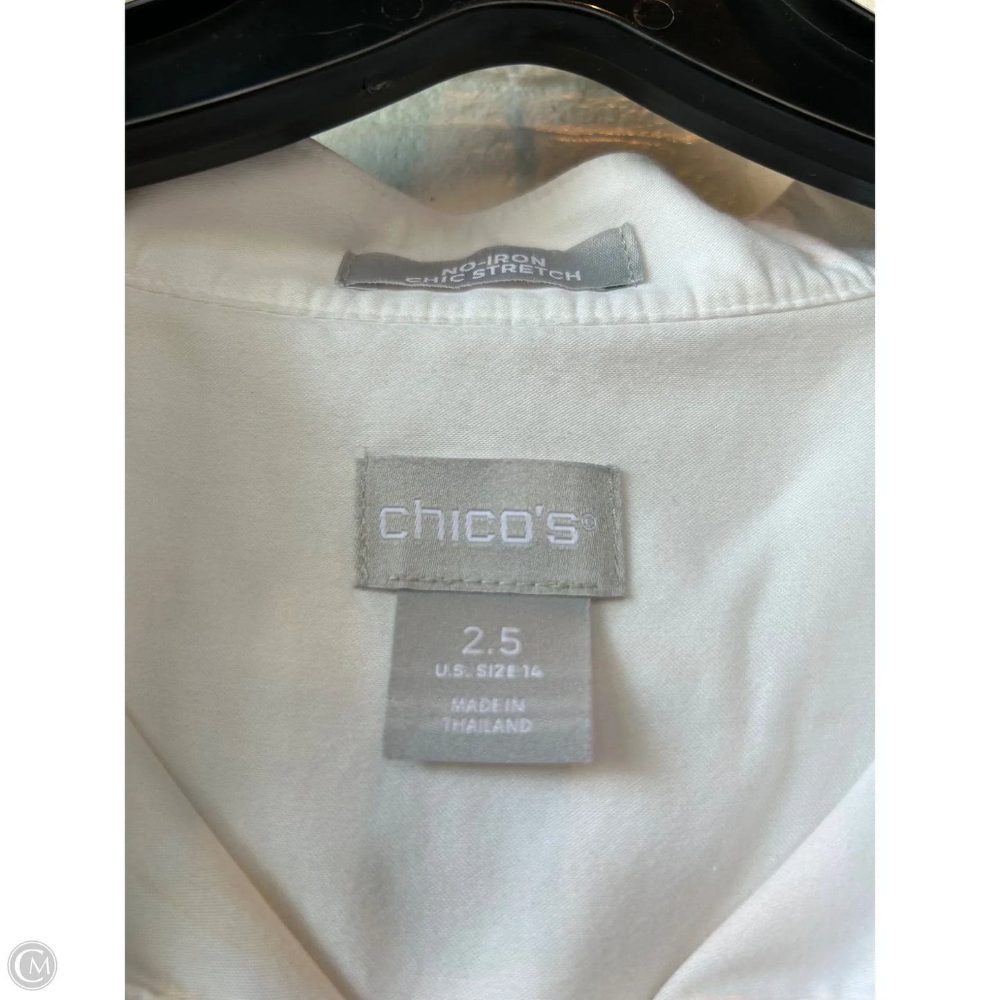 Top Long Sleeve By Chicos In Black & White, Size: L